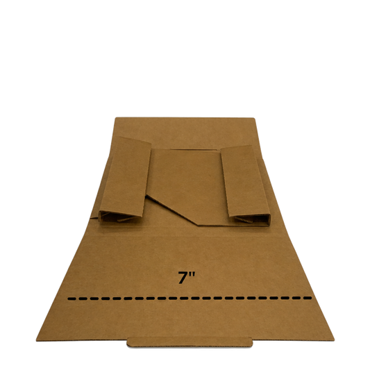 7-inch vinyl record mailer in recycled corrugate, unfolded